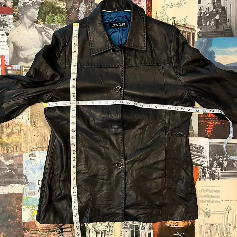 Black leather vintage couture jacket